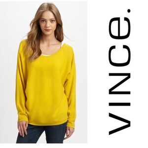 Vince V Back Cashmere Sweater Yellow medium